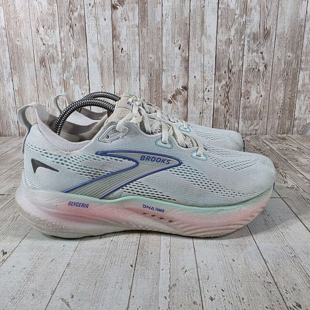 Brooks Glycerin 22 Womens Running Shoes White Blue Pink 1204341B110 Size 10 B